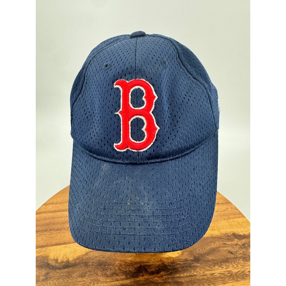 Boston Red Sox Hat Cap S/M ‎ MLB Baseball  Navy Blue Red B Logo Adjustable Mesh